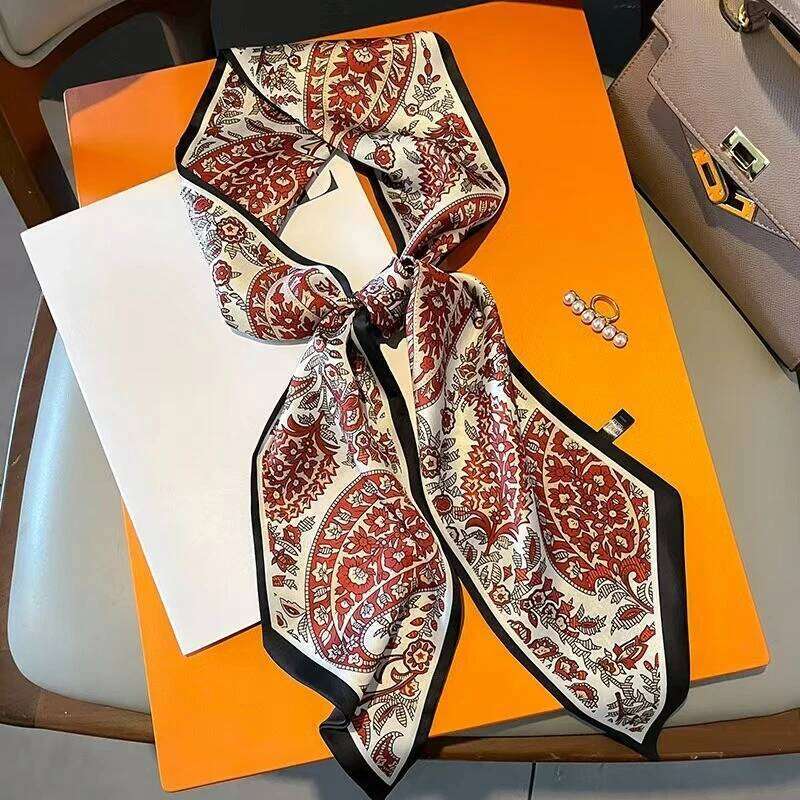 Paisley Cashew Print Long Strip Silk Scarf Women Neck Tie Soft Satin Neckerchief Female Foulard Headband Hijab Decorate Riband 26H0505
