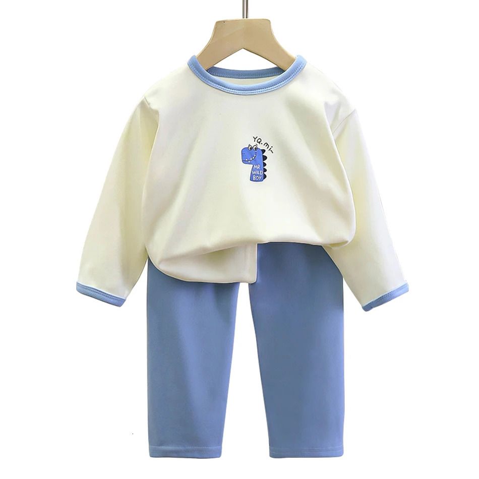 w1577 Boys Girls Warm Lined Children Sleepwear Autumn Winter Soft Fleece Pajamas Set Kids Comfortable and Cozy Homewear Outfit Clothes