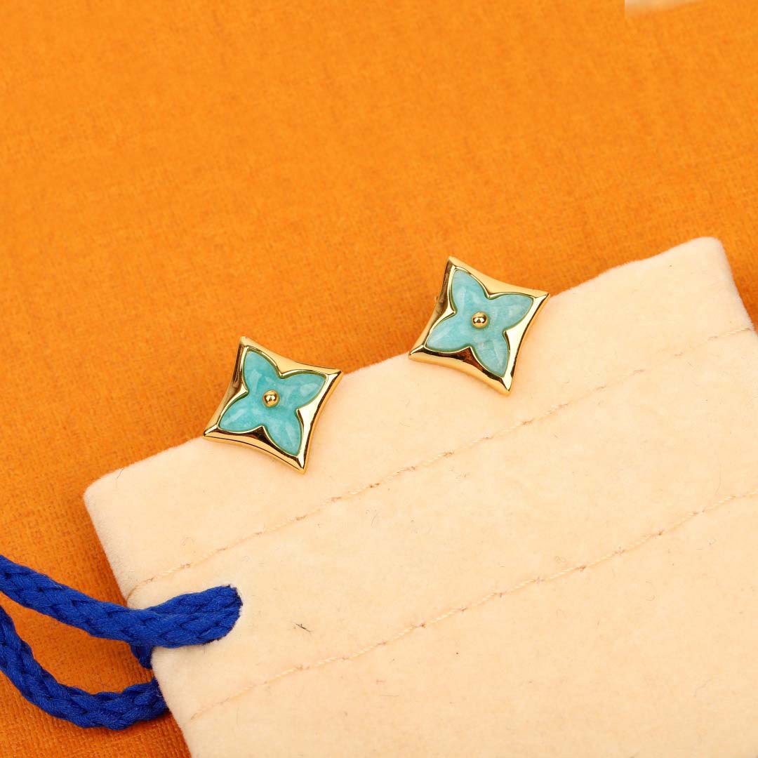 Luxury quality charm rhombus shape stud earring with white shell beads red agate in 18k rose gold plated have stamp box PS6638B