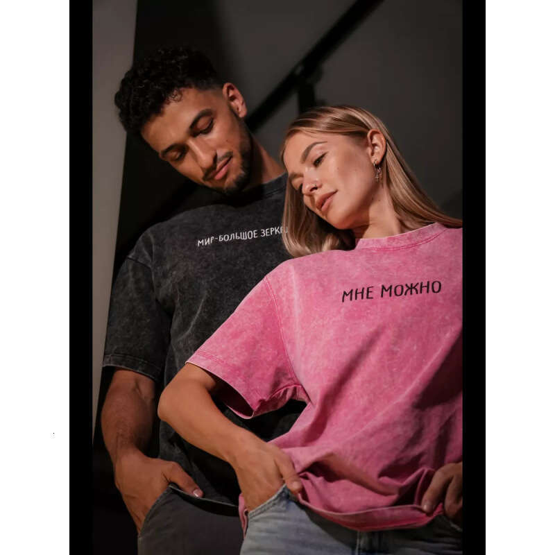designer clothes women Summer American Retro Washed Rose Red T-Shirt, Couple Style Casual Versatile 100% Pure Cotton Short Sleeve Ins Trendy Streetw