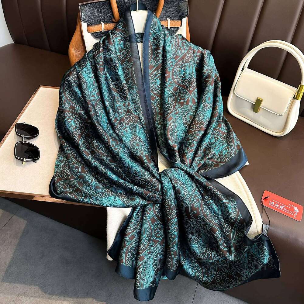 Luxury Design 180X90CM Long Shawls Beach Women Square Scarves Popular The Four Seasons Bandanna Sunscreen New Style Silk Scarf 26H0505