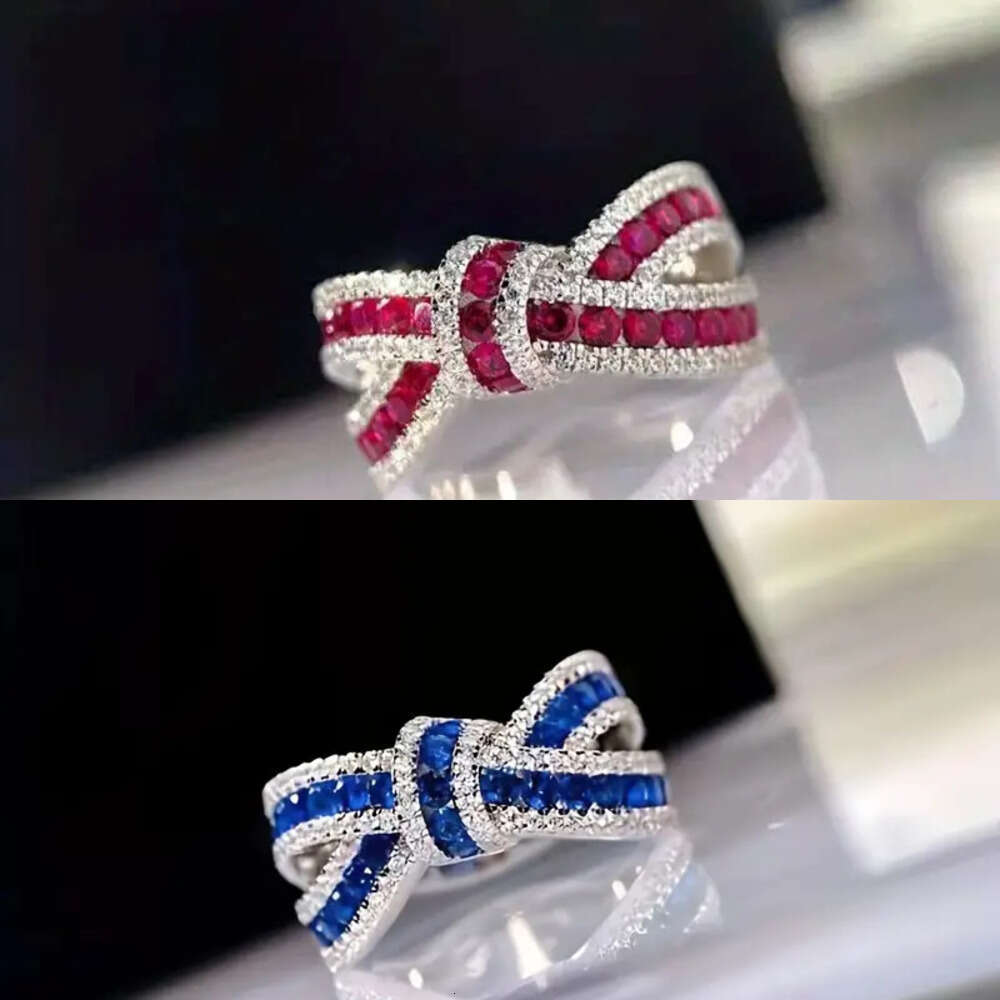 Ring Fashionable Zircon Cross Knot Ring Exquisite Butterfly Bow Sparkling Diamond Women's Jewelry Ring Designer Simple Jewelry Suitable For Hol
