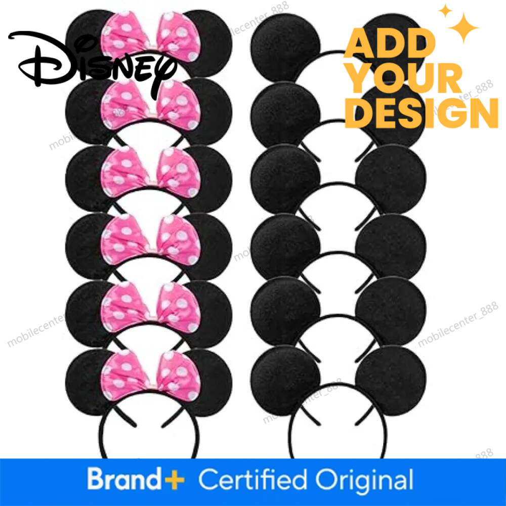 Designer Disney 12Pcs Lovely Ears Kids Mickey Headbands Hair Party Sequin Birthday Accessories Minnie Hairbands Bows Girls Headband Luxury