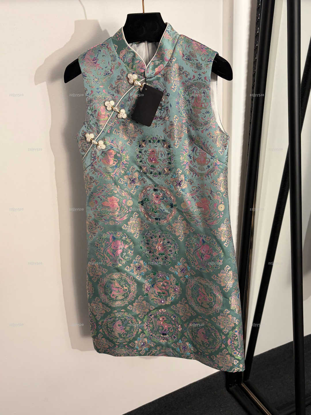 Brand stand collar women dress Summer lady dresses women designer clothes sleeveless skirt A036X01N073-image-1104661852