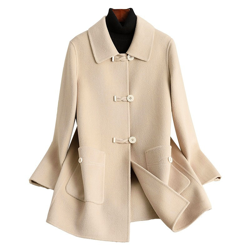 D3869 Double-faced fleece wool coat for women short 2024 autumn and winter new Chinese style mother's wear