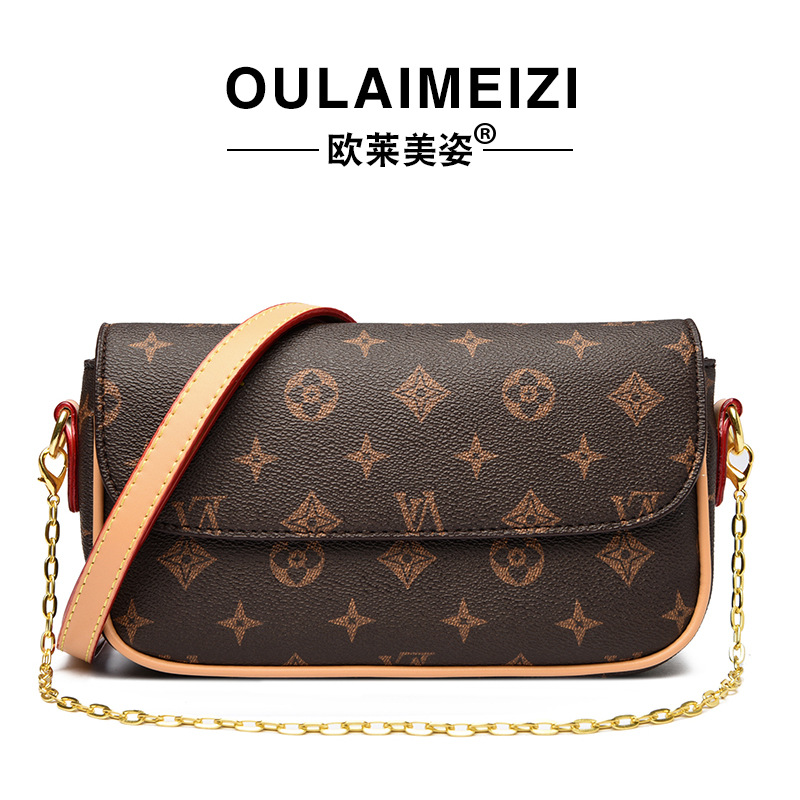 2026 OULAIMEIZI Versatile underarm bag cross-border monogram print high-end Korean-style printed niche handbag small square shoulder bag