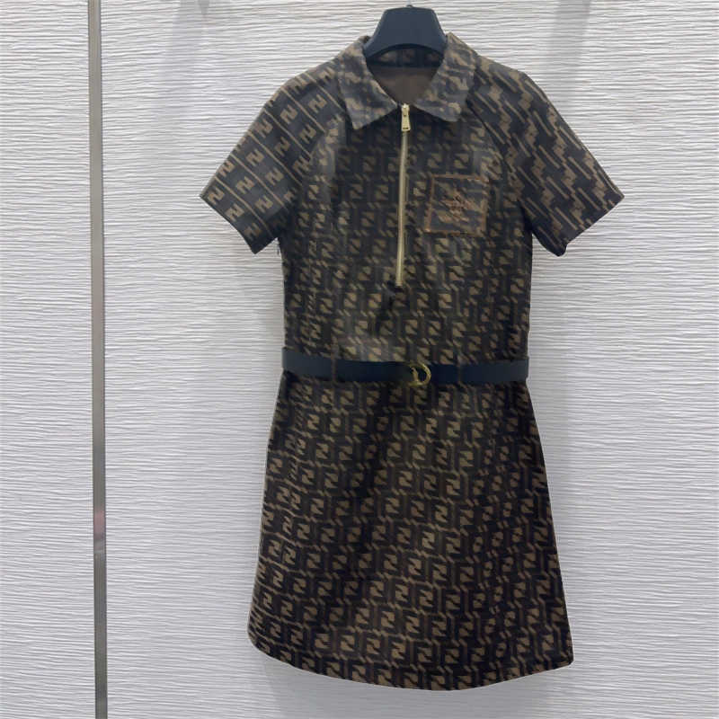 dress Designer womens luxury letter logo casual vintage summer dresses loose with belt High-quality holiday clothes
