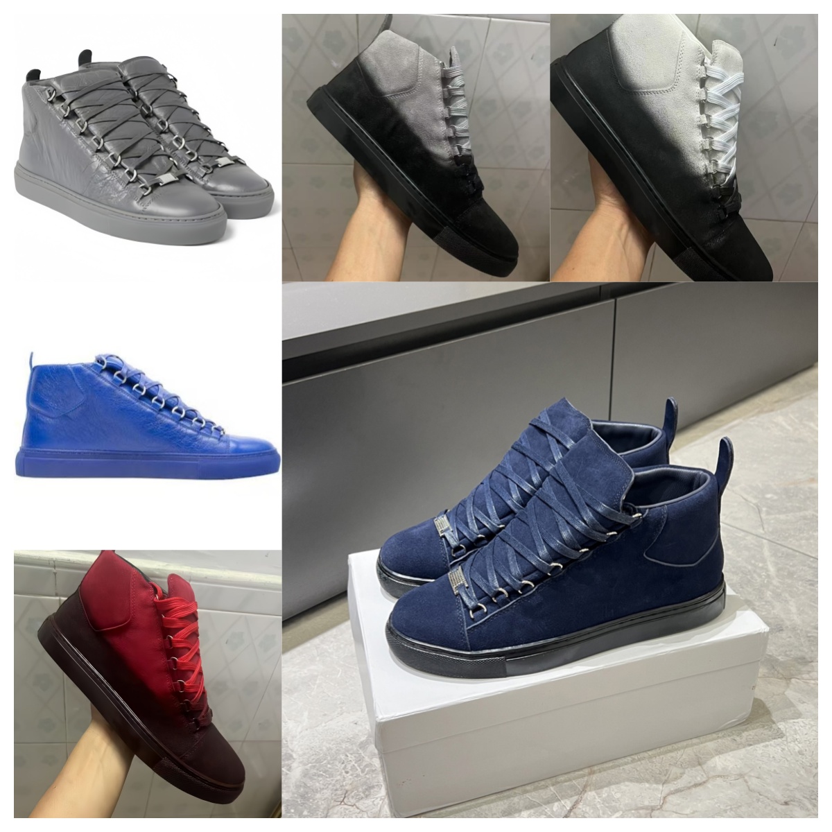 2026 Wholesale Man Shoes Arena New Style Causal Shoes Blue Wrinkled Leather Sneaker Fashion Low Cut Shoes Designer Free Shipping Size 38-47-image-986119654