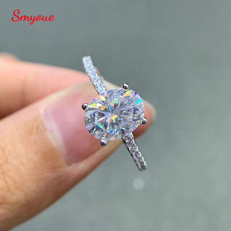 Smyoue Oval Cut 1CT 2CT 3CT D Color Rings for Women Lab Diamond Wedding Promise Band S925 Sterling Silver Jewelry 260430