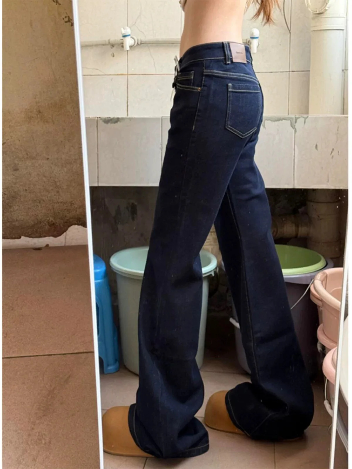 Y2K Womens American Retro Micro Flared Jeans Low Waist Horseshoe Pants Loose Non Stick Leg Spring Style Denim Trousers 260430