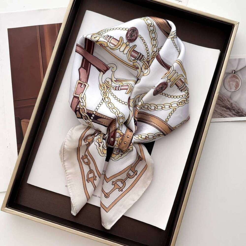 Luxury Silk Square Scarf for Women Print Kerchief Soft Satin Hairband Hands Bag Ribbons Foulard Head Hijab Neckerchief Headband 26H0505