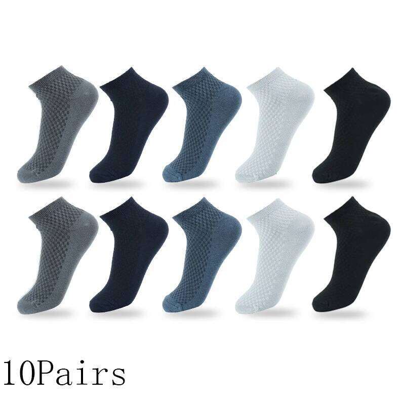 10 Pairs/Lot Men's Business Socks New Style Black Underwear Deodorant Breatheable Short Solid Color Sock