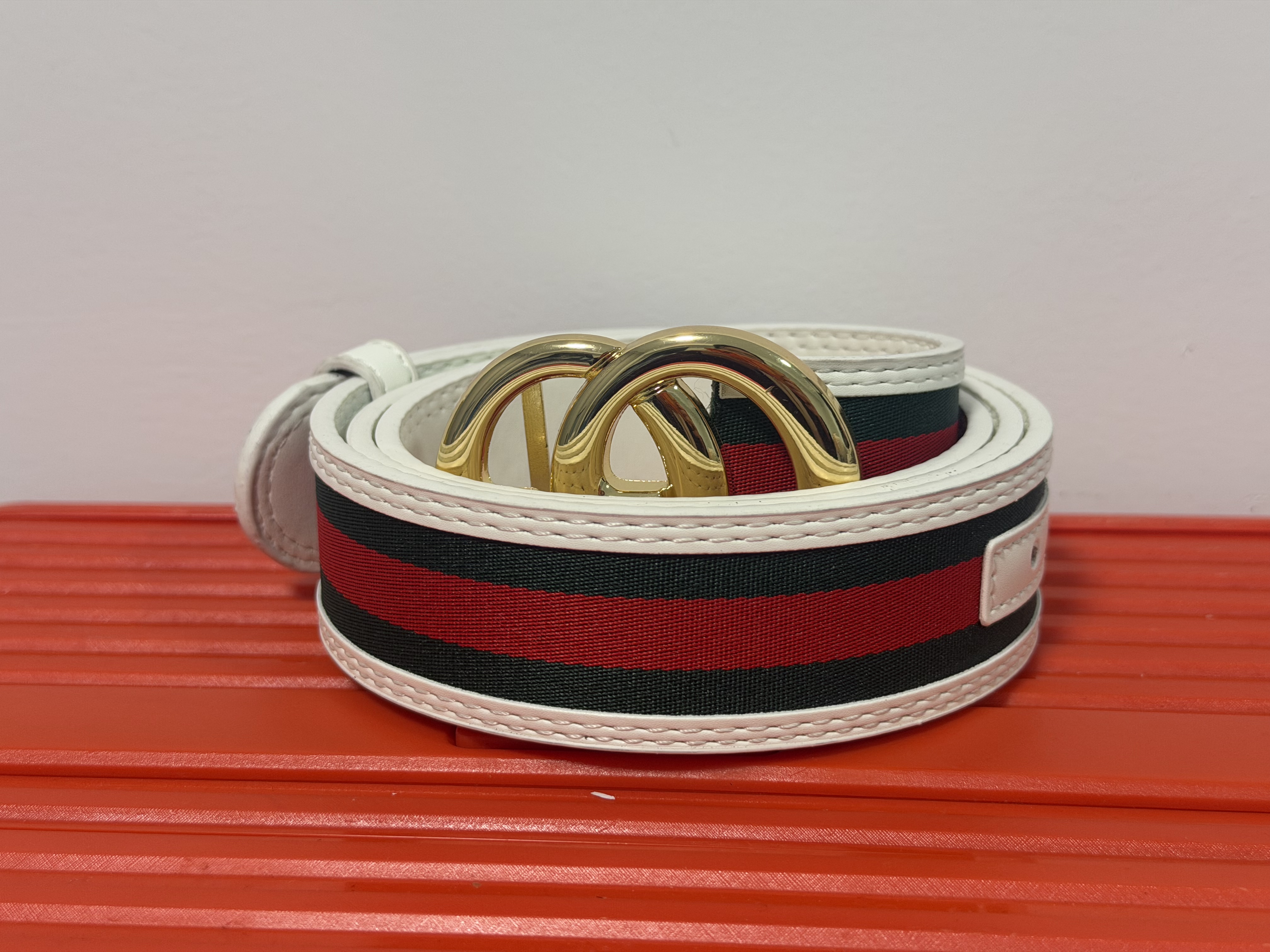 mens belt designer belt interlocking g metal buckle red green stripe retro canvas texture scratch resistant durable wear business casual trendy wome