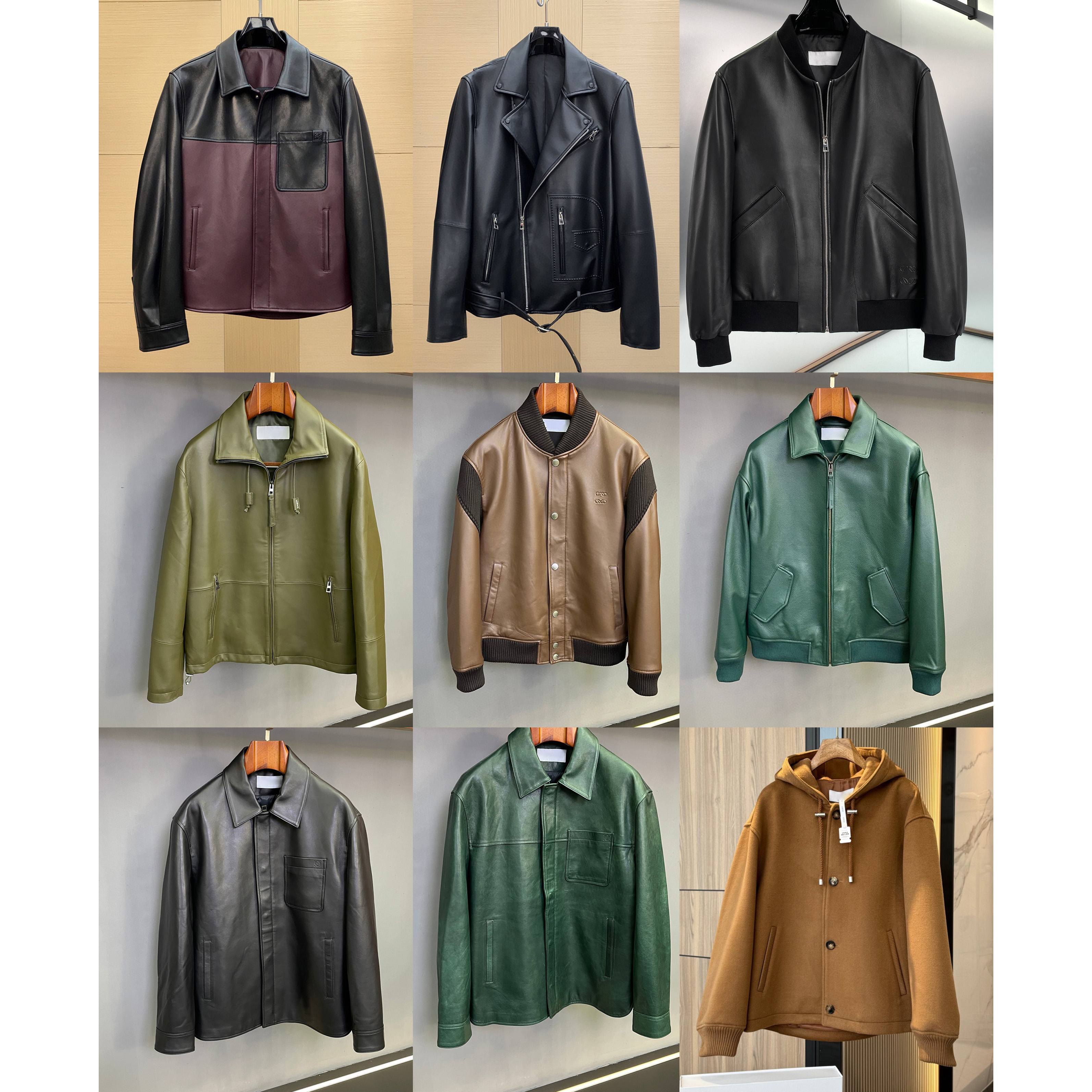 Men's plus size Luxury Style LW Genuine Leather Jacket, Unisex Genuine Leather Bomber Piana Jacket , Embroidered Detail Loose Fit Streetwear Co