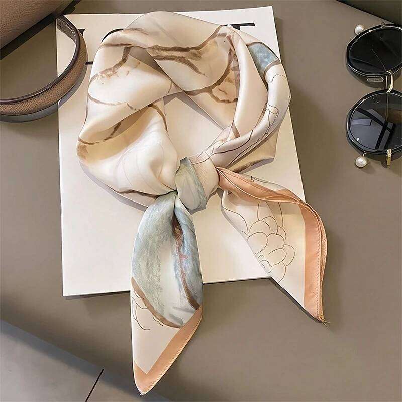 2024 Design Fashion Print Satin Square Silk Scarf for Women Hand Bag Wrist Wraps Lady Scarves Shawl Neckerchief Foulard Luxury 26H0505