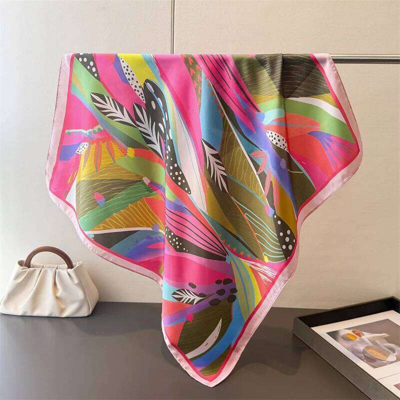 70Cm Square Spring Summer Women Scarf Silk Print Satin Beach Scarves Shawl Headband Hijab Bandana Wrap Bufanda 26Li0505