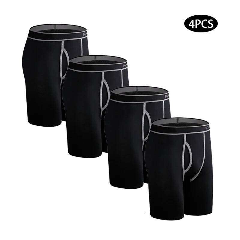 4pcs Long Cotton Underwear Man Boxers Sexy Men's Side Opening Panties For Men Sports Underpants Male Brand Trunks Shorts