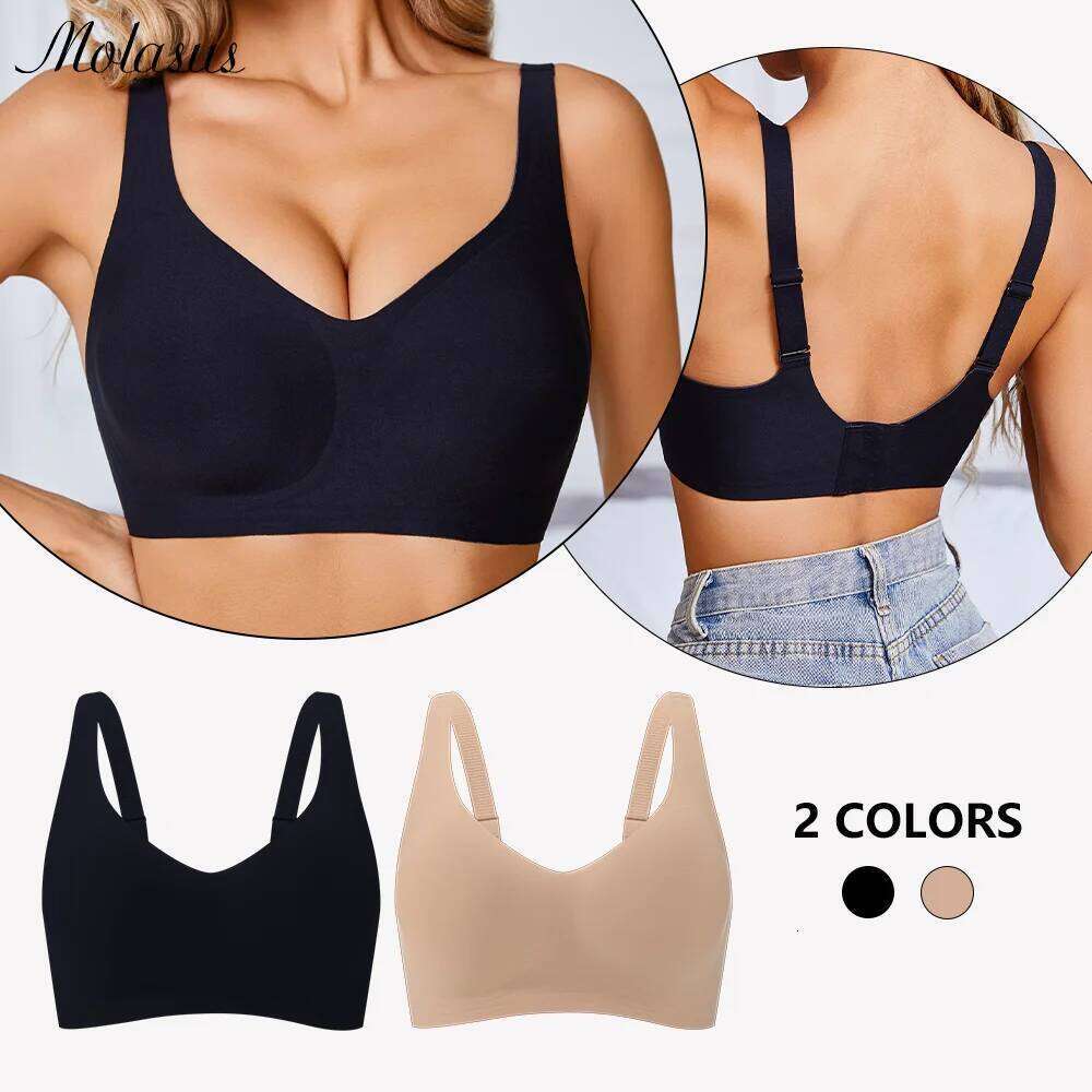 Underwire Wide Adjuestable Strap Solid Color Plus Size Bras for Women Thin Removable Pads Underwear Sexy Black Bra