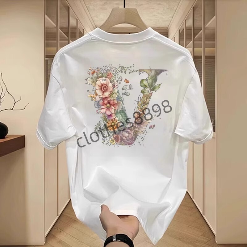 Cotton short sleeved summer new mens printed T-shirt trendy mens and womens versatile round neck top size S-5XL louise lvs louisd