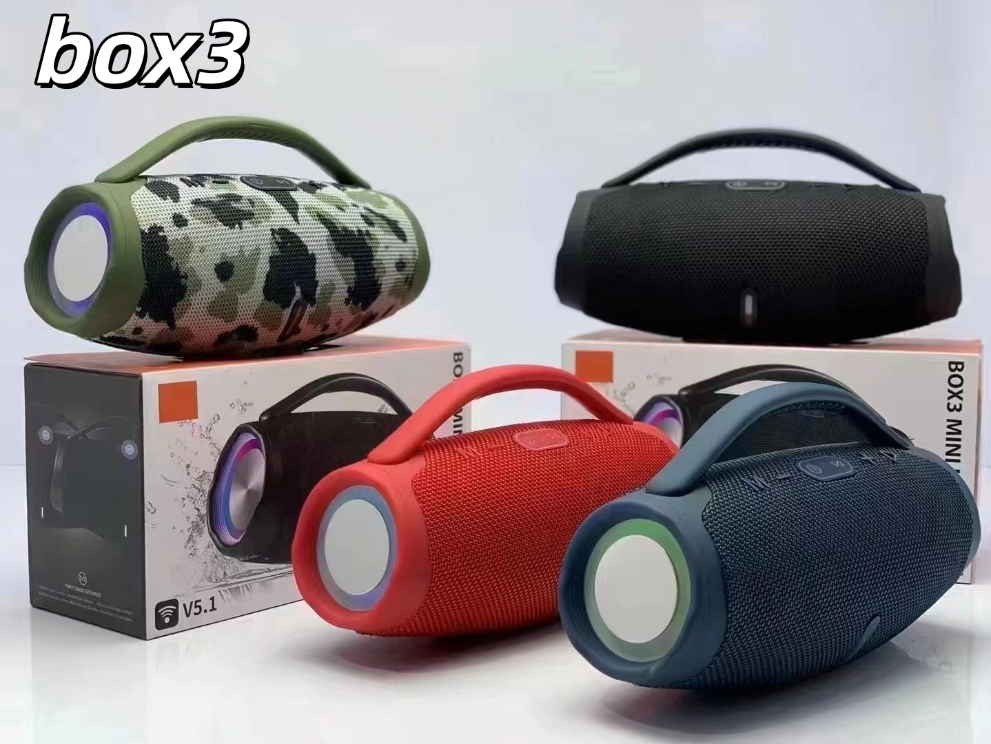Hot selling BOOMBOX3 MINI wireless Bluetooth speaker, Little God of War LED handheld outdoor portable subwoofer speaker-image-1104652335