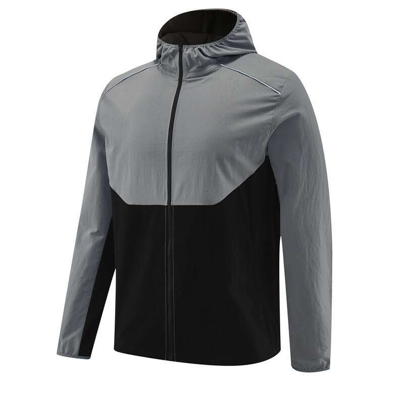 L-49452 Mens Fall Lightweight Sports Jacket Quick-Dry Breathable Running and Cycling Jacket Color-Block Loose Fit Outdoor Activewear