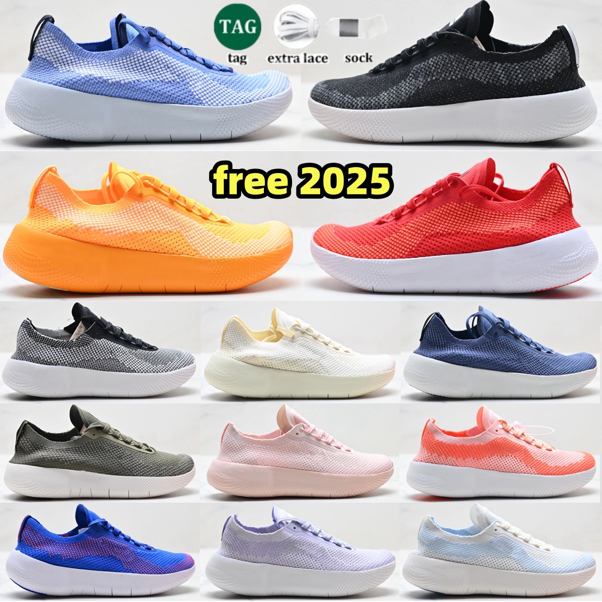 free 2025 running shoes men women classic new ultralight leisure sneakers Knitted breathable shoe upper comfortable outdoor commute sports shoe size