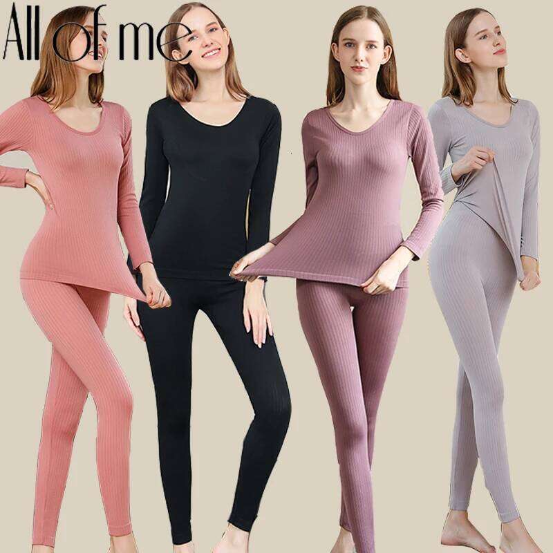 1 Set Warm Underwear Sexy Ladies Intimates Long Johns Women Shaped Sets Female Middle Collar Thermal Shaping Clothes