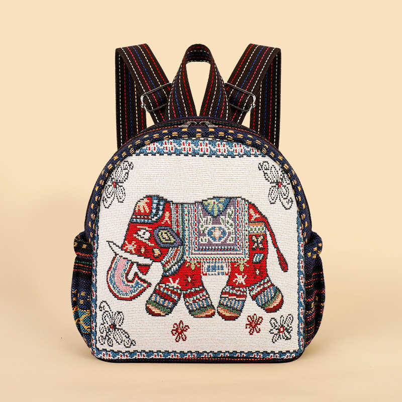 Mini sac à bandoulière en jacquard brodé de style national, sac en toile polyvalent pour filles, sac à dos d'étudiant, sac de voyage, éléphant ro