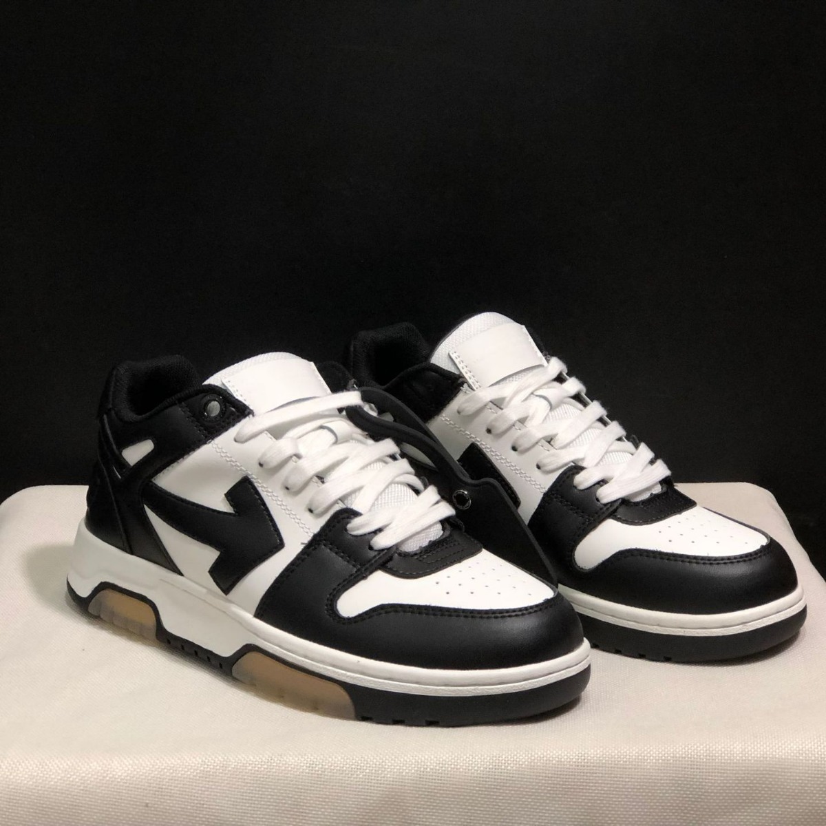 Off White Inspired Out of Office Sneakers Black White Leather Low Top Lace Up Trainers Casual Footwear for Streetwear and Daily Wear
