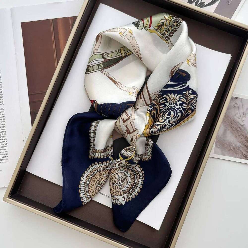 Geometric Print Shawl Square Scarf for Women Satin High Quality Neckerchief Female Hair Bands Ribbon Headband Bandana 26Li0505
