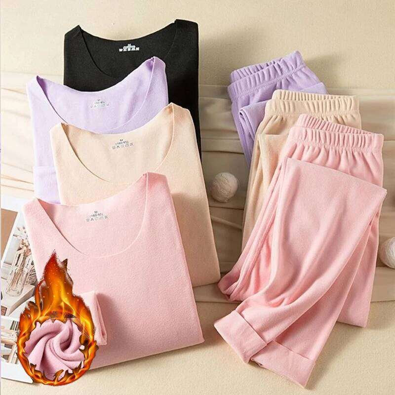 Women 1 Warm Thermal Underwear Sexy Ladies Solid Color Long Intimates Lingerie Winter High Elasticity Set Comfortable Cloth