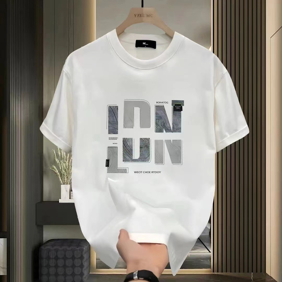 Pure Essential Cotton Short-sleeve T-shirt Casual And Trendy Unisex Summer Ins Mens Designer Clothes Round-neck Top Trendy And Versatile Men's