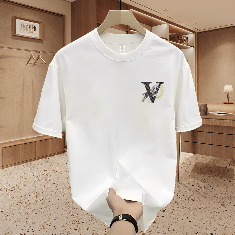 Mens Designer Clothes Trendy Brand Pure Cotton Printed Men's Short-sleeve T-shirt Summer Hot-selling Trendy Essential Casual Round-neck