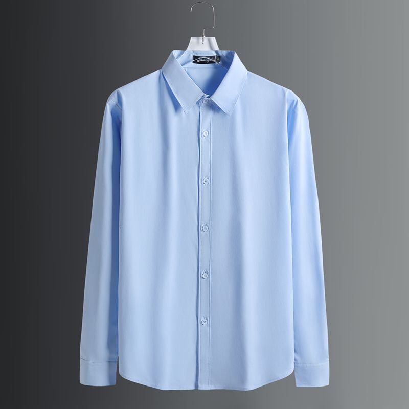 Luxury Brand Designer Shirt For Men With Long Sleeves, High-end, Stylish, Thin, Business-style, Gray, Formal, Anti-wrinkle, Fitted Top Garment, Men&