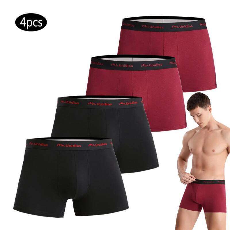 4pcs Solid Color Mens Boxer Briefs Cotton Boxers Men's Panties Fashion Underwear For Man Underpants Sexy Trunks High Quality