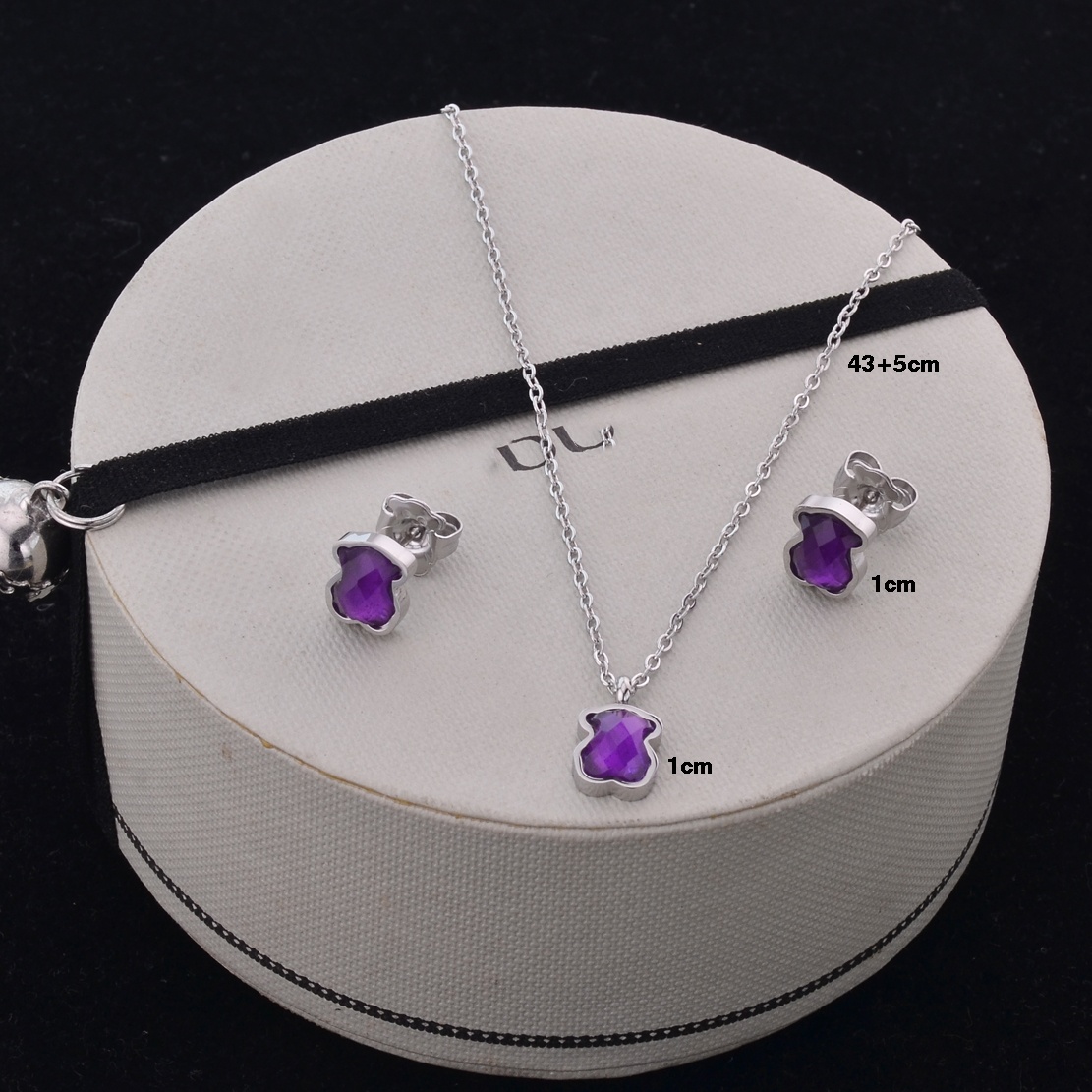 New Fashion Women Girls Silver Gold Stainless Steel Span Bear Cartoon Animal Purple White Shell Glass Pendant Earrings Jewelry-image-1104670072