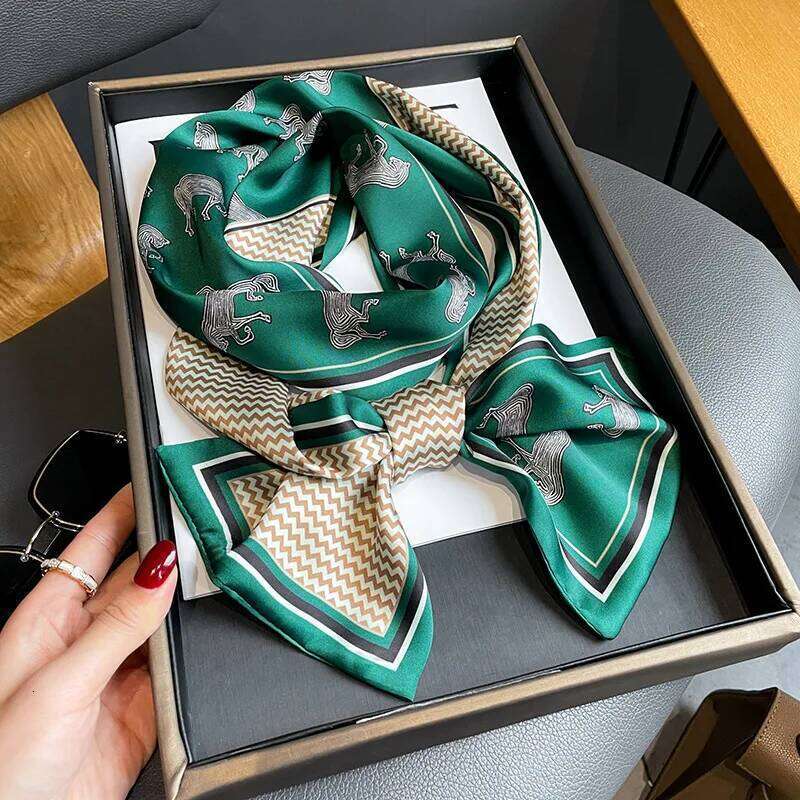 Luxury Design Horse Print Silk Scarf Women Long Soft Satin Hairband Neckerchief Office Hijab Headband Foulard Gift 15*145cm 26Li0505