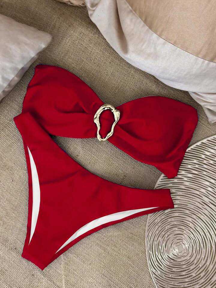 New style bikini - sexy European-style pure-color racerback cross-border two-piece women's swimsuit swimsuit for womenT260505-image-1084502997