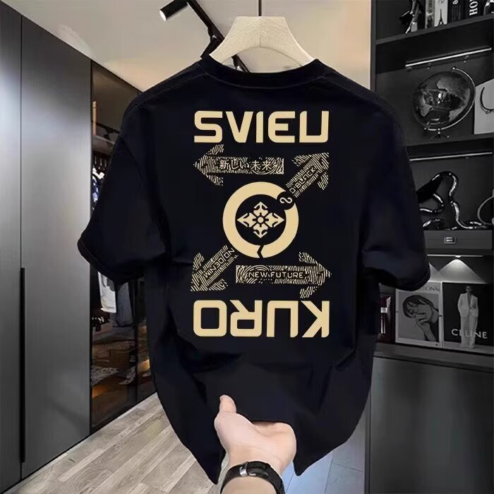 Essential Summer Heavyweight Pure Cotton Versatile Trendy Men's Short Sleeve T-shirt Crew Neck Casual Fashion Half Sleeve Tee Shirt Mens Design