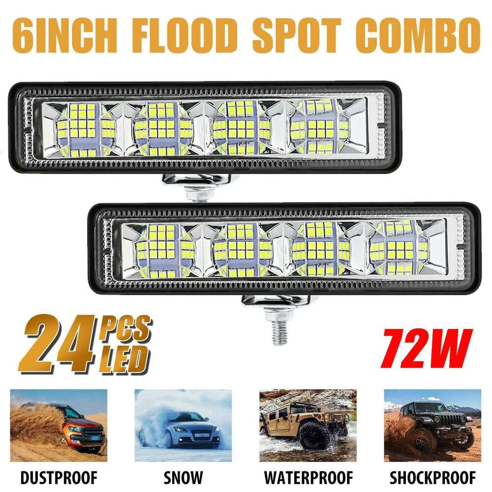 2Pcs 24 72W Car Work Light LED 4x4 Worklight Bar Offroad SUV ATV Tractor Boat Trucks Excavator 12-60V led Combo Beam