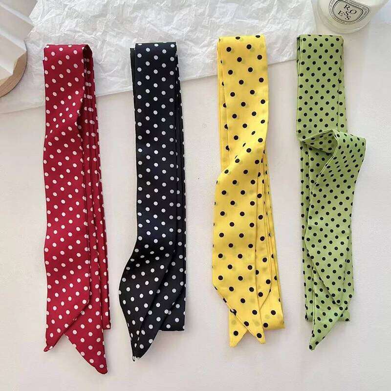 Women Satin Narrow Neckerchief Print Scarves Long Silk Thin Scarf Head Neck Hair Band Bag Ribbon Headbands 26H0505