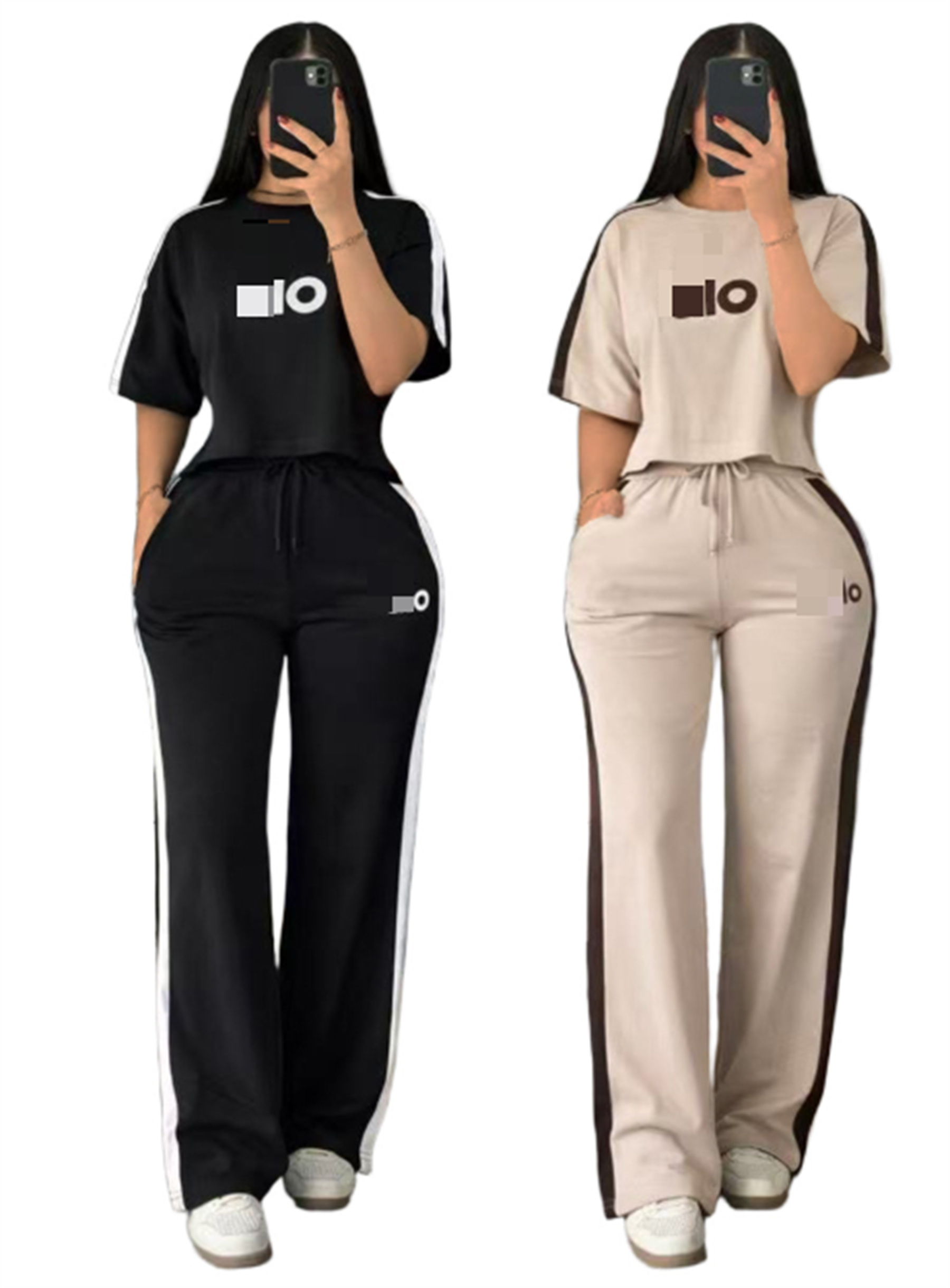 Women Outfits Sporting Yoga Tracksuits - Two-Piece Flared Pants Set - Casual Gym Matching Jogger Suits Summer Running Fitness Tracksuits Clothing Mu