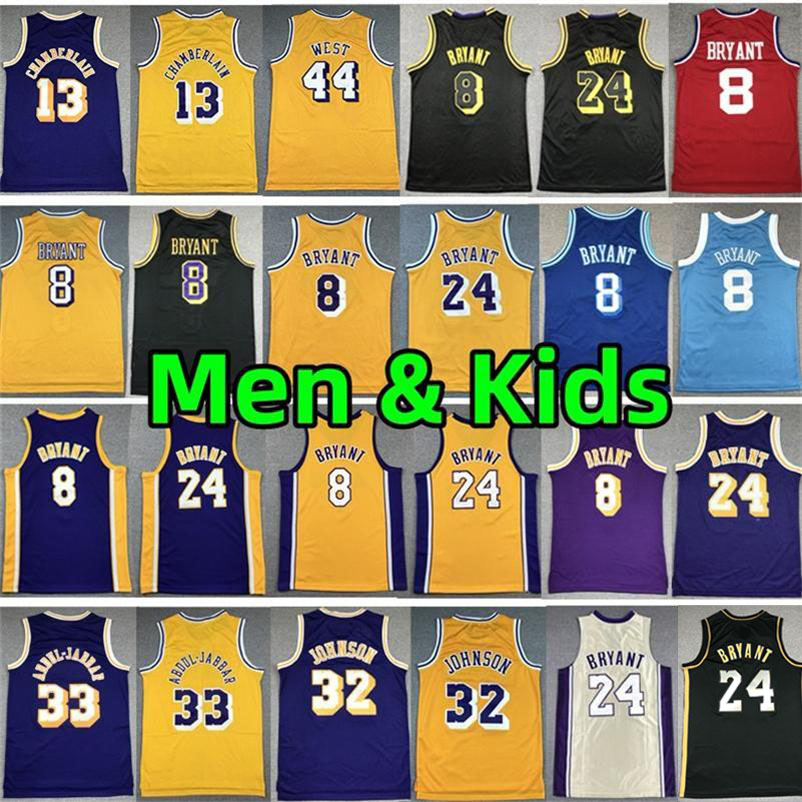 Stitched 8 24 Bean Bryant Jersey Basketball Jerseys Classics Retro Black Mamba Men Kids Youth Vintage Yellow Purple embroidery children