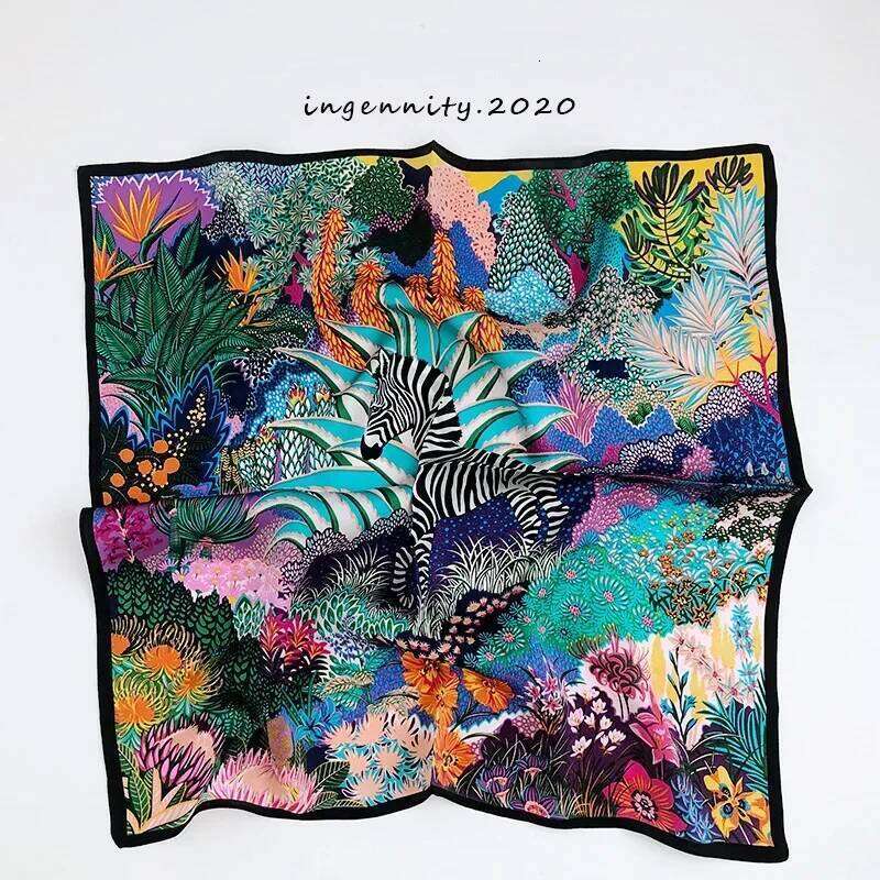 New Arrival 2023 Brand Real Silk Satin Women Scarf Printed Foulard Femme Square Head Scarfs Bandana Shawl Gift For Lady 26H0505