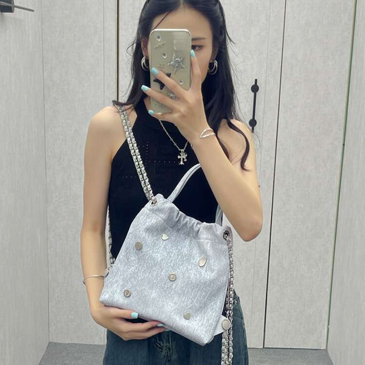 Blue Chain Ladies Fashion Simple Multifunctional Handbag Shoulder Bag High-End Large Capacity Backpack 2025 Spring And Summer New