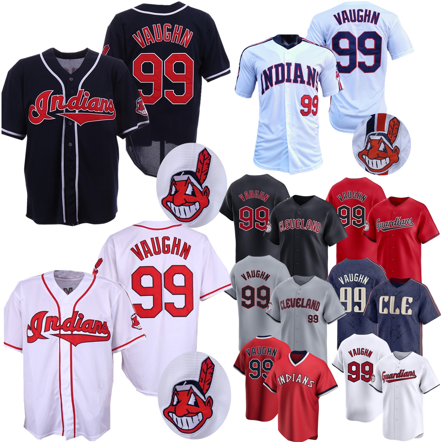 99 Ricky Vaughn Jersey Vintage 1995 Navy White Turn Back City Fans Gris Rouge Pull Taille S-3XL