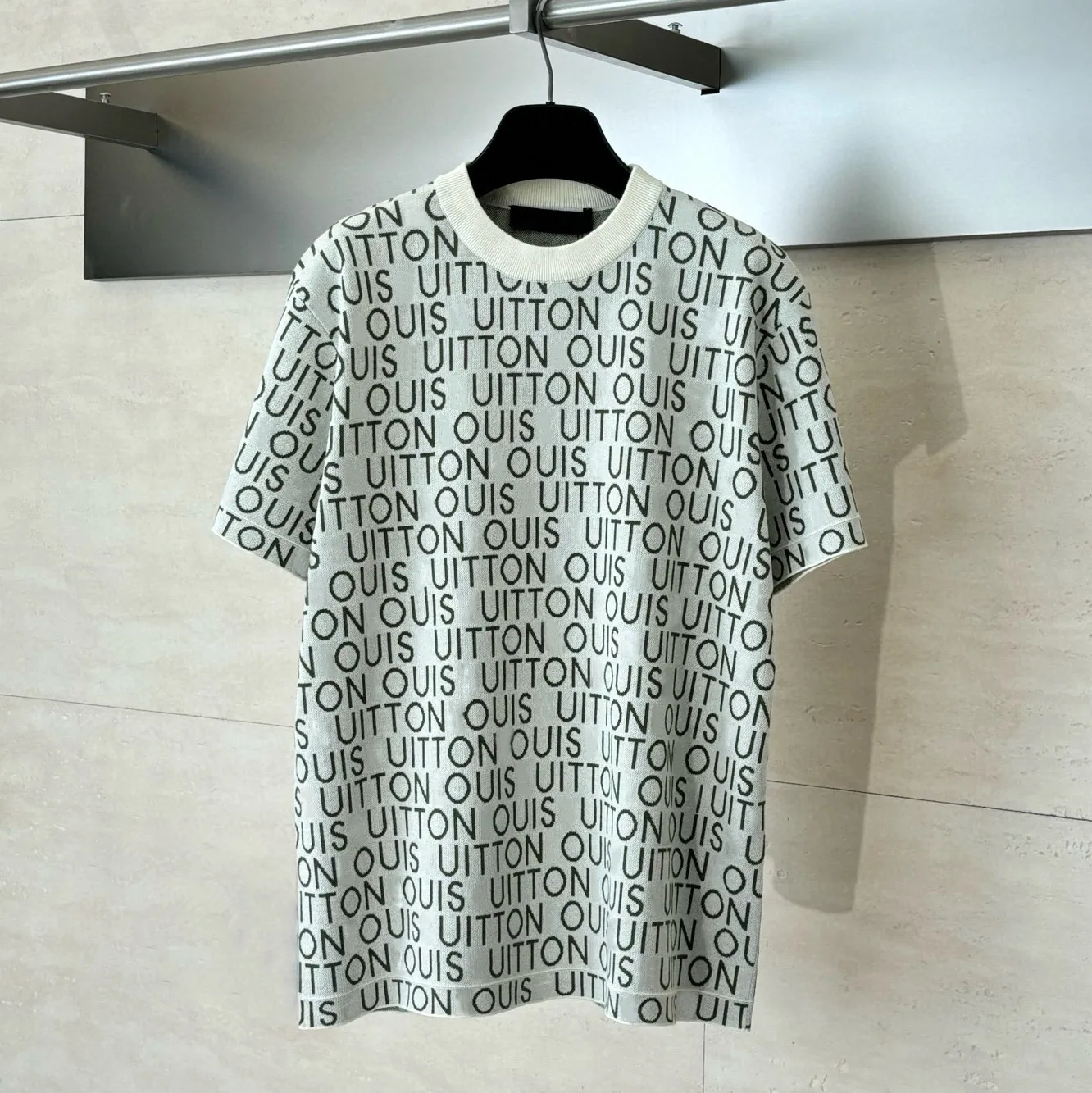 High quality designer men's T-shirt Polo shirt men's full printed letter jacquard knitted short sleeved ice breathable T-shirt 3D jacquard