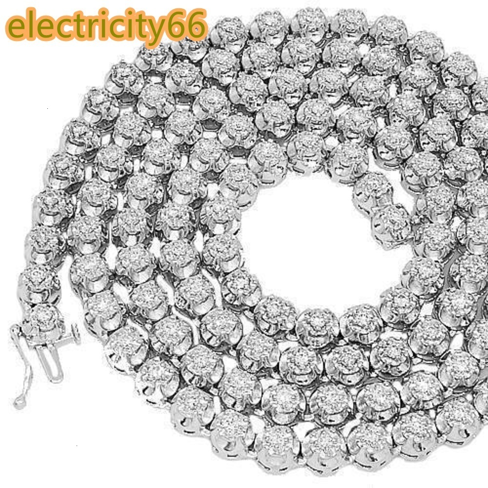 Fully Iced Out Sterling Silver Round Moissanite Gold Plated Tennis Chain Necklace Hip Hop Customized Wedding Gift Jewelry
