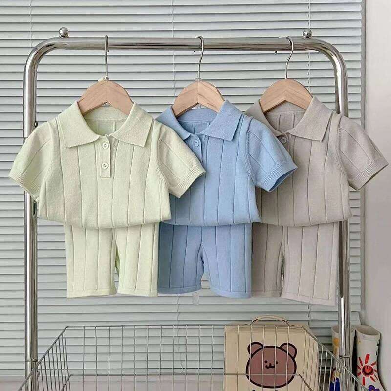 Newborn Child 2024 Spring And T-shirt Children's Baby Ice Silk Knitted Sweater Thin Summer Casual Top Lel Pullover 26W0505