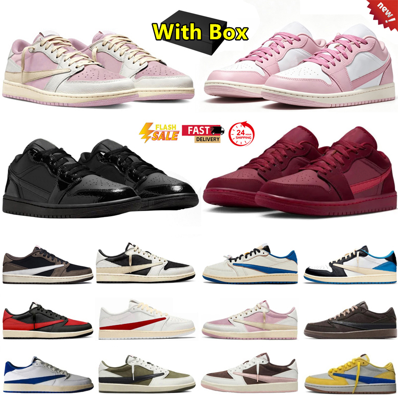2026 with box designer 1 low 1s mens basketball shoes Valentines Day Cactus x Shy Pink Bred Toe Paint Drip Cardinal Red UNC men women trainers sport